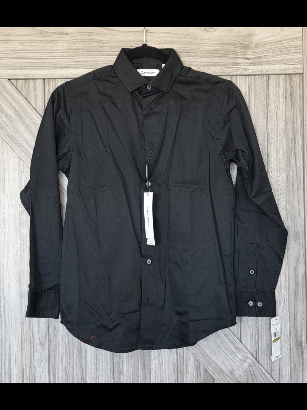 ​Calvin Klein Boys Long Sleeve Dress Shirt - Black, Size 14 (New with Tags)